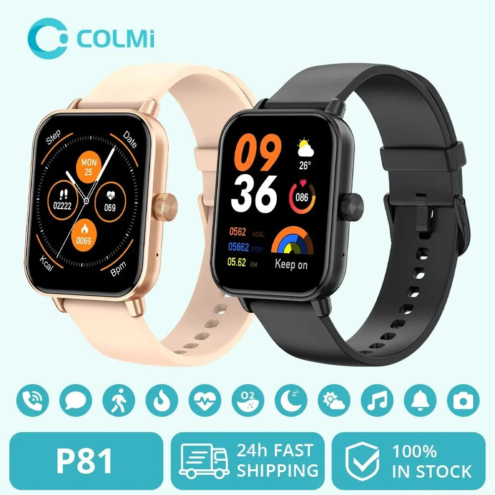 ساعة ذكية COLMI P81 – شاشة 1.9 بوصة HD + مكالمات صوتية + 100 نمط رياضي
