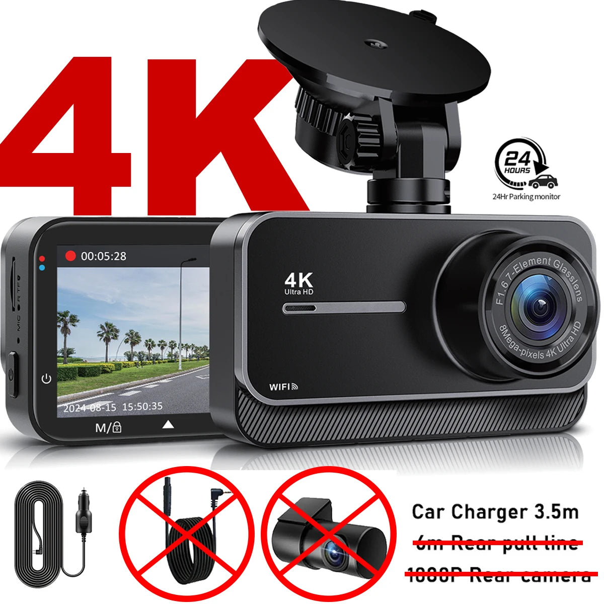 كاميرا سيارة أمامية وخلفية 4K – أمانك يبدأ من هنا