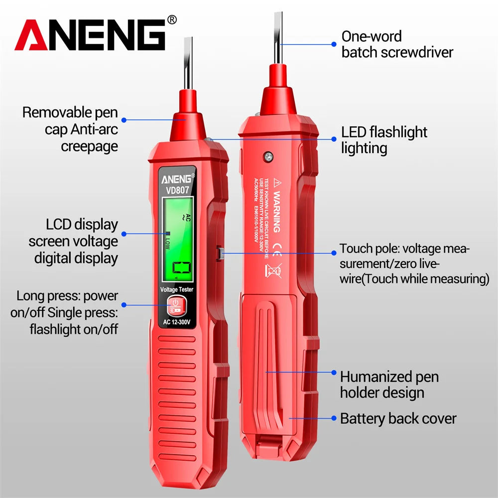 قلم اختبار كهرباء ذكي ANENG VD807 – الأمان بين يديك