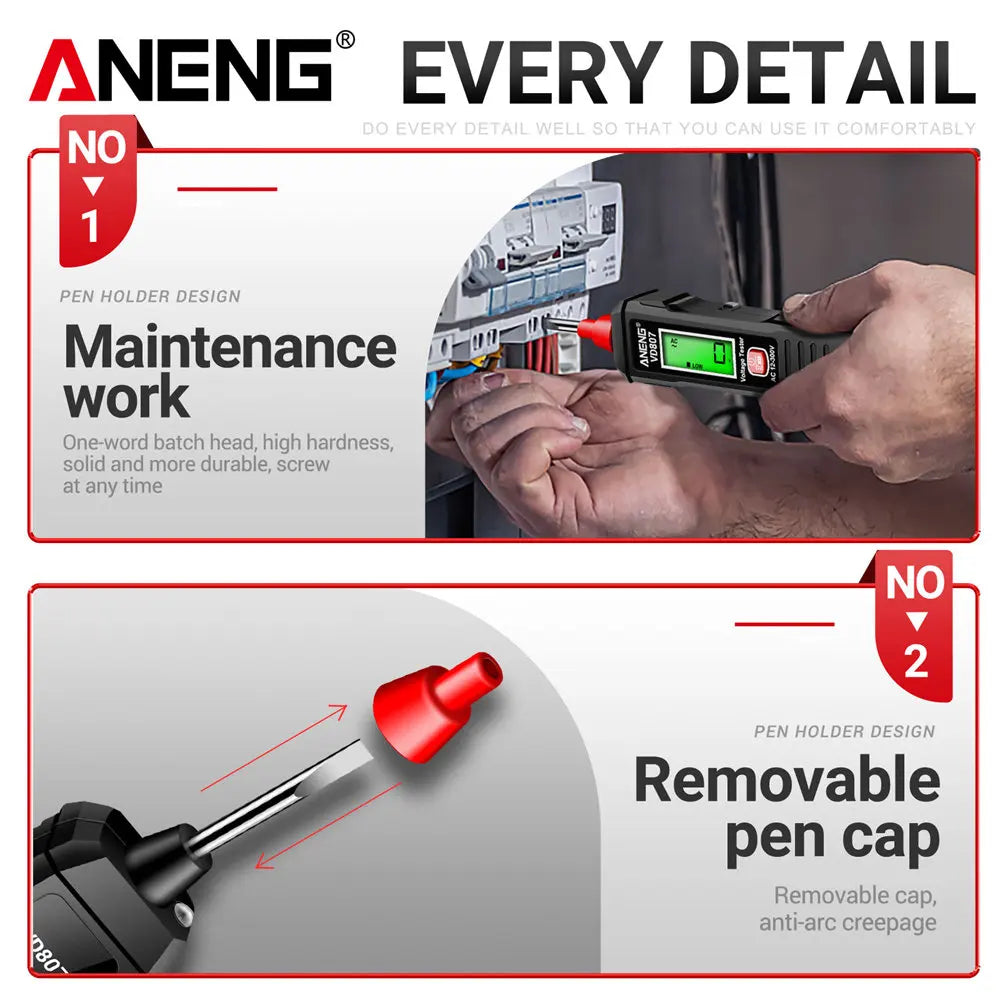 قلم اختبار كهرباء ذكي ANENG VD807 – الأمان بين يديك