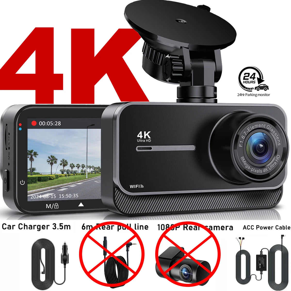 كاميرا سيارة أمامية وخلفية 4K – أمانك يبدأ من هنا