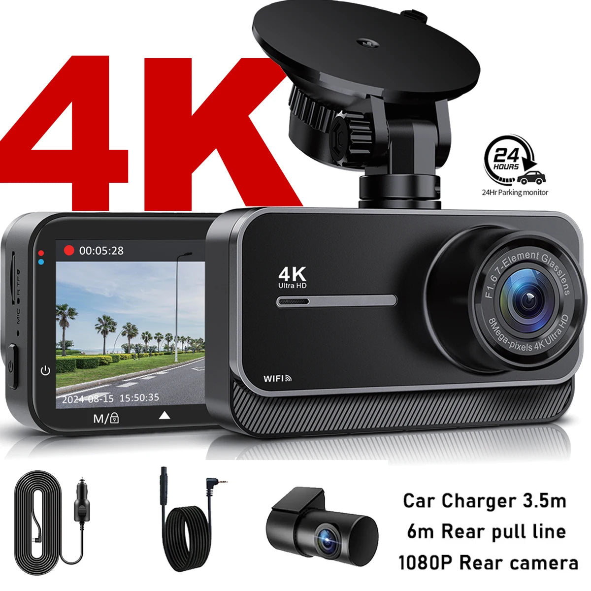 كاميرا سيارة أمامية وخلفية 4K – أمانك يبدأ من هنا