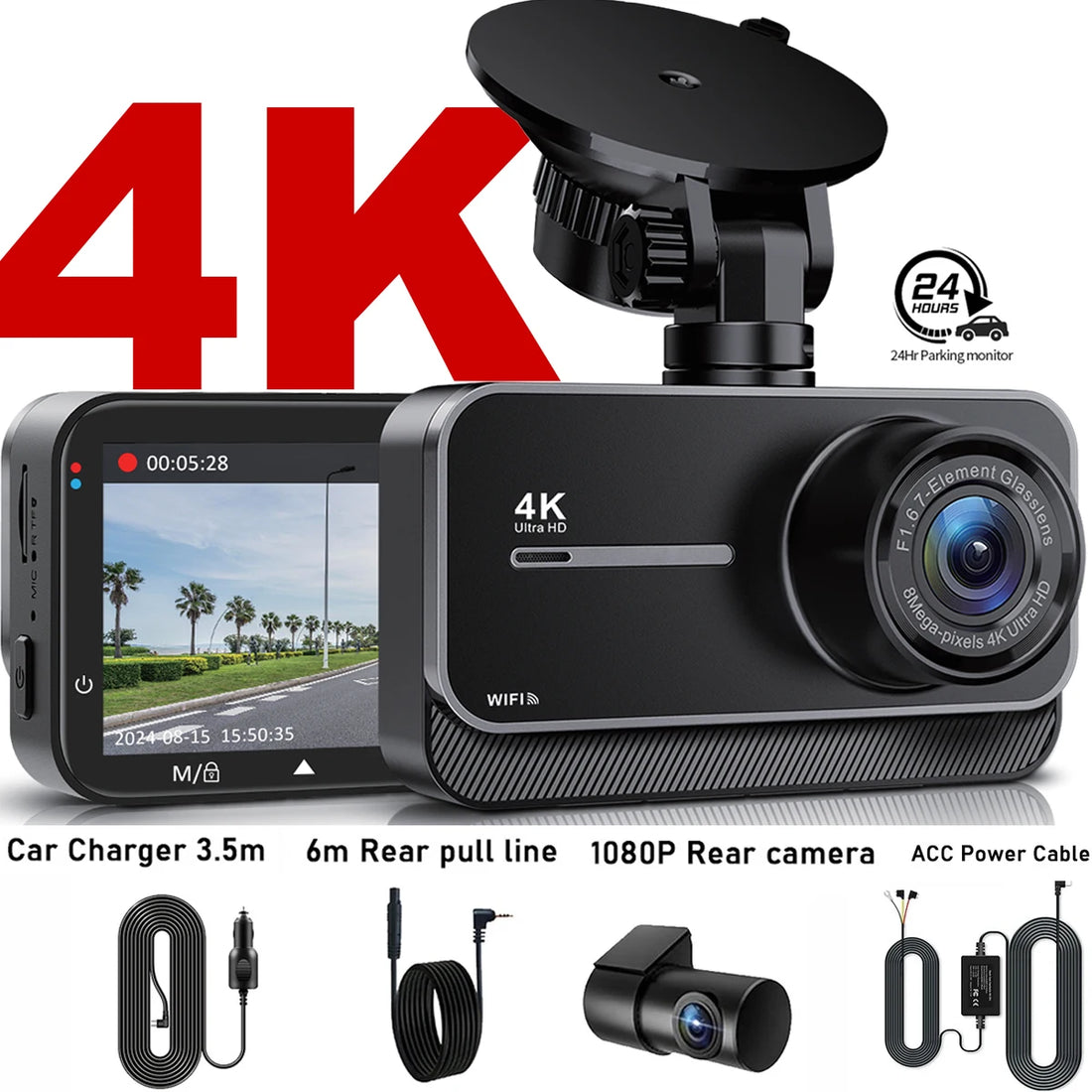 كاميرا سيارة أمامية وخلفية 4K – أمانك يبدأ من هنا